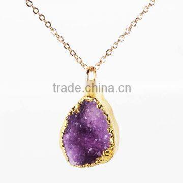 Customized Best Gift Purple Charm Necklace With Gold Chian Necklace