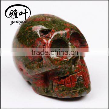 Wholesale 2inch Natural Unakite Stone Hand Carving Skull photo-6