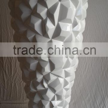 gorgeous decorative fiberglass lacquer vase, 3D cube design in white