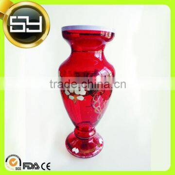 Cheap Stocked Red Gold Handmade Floor Glass Vase                        
                                                Quality Choice