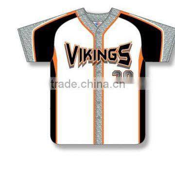 Custom Full Buttons Sublimated Vikings Baseball Jersey/Shirt made of Moisture Wicking Cool Polyester fabric