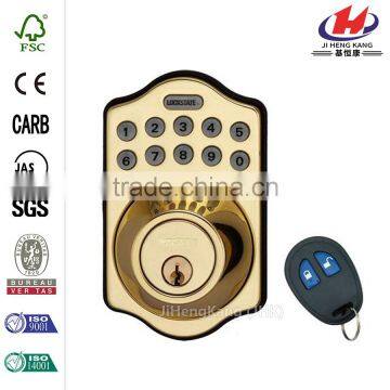 Electronic Keyless Deadbolt Lock with Remote Polished Brass