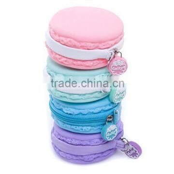 Fashion silicone colorful zipper macaron bag biscuit coin wallet