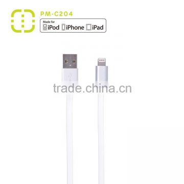 OEM customized MFI flat cable for apple iPhone with metal housing