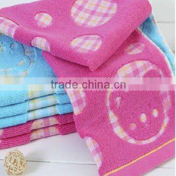 Pure cotton cut pile yarn-dyed jacquard bear soft face towel wholesales