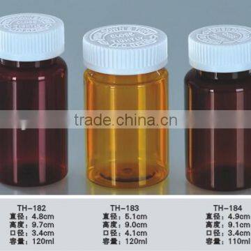 amber color 120ml pet bottle with Pressure screw cap