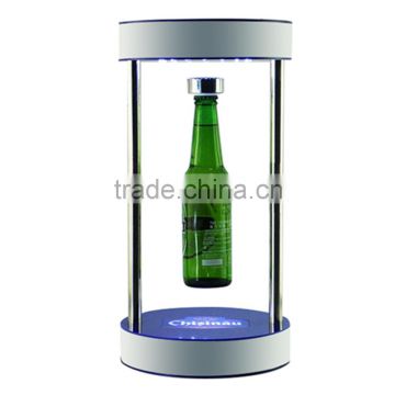 custom led lights magnetic floating levitating beer bottle display stand