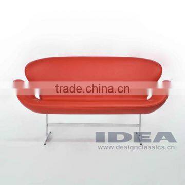Replica Arne Jocabsen Swan Chair Loveseat - Red Genuine Leather
