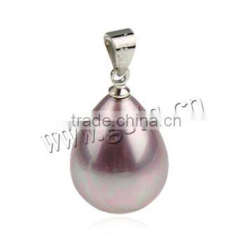 14x21mm Light Purple With Brass South Sea Shell Pendants