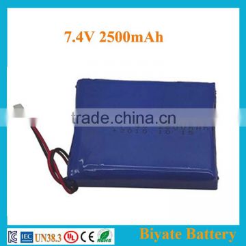 2500mAh rechargeable square lithium 7.4v polymer battery