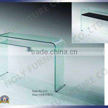 most popular wood furniture glass coffee table with design rack