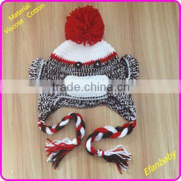 2015 cute infant baby crochet winter hats with pom pom