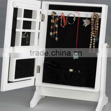 Table Jewelry cabinet,wooden jewelry mirror cabinet with white finished