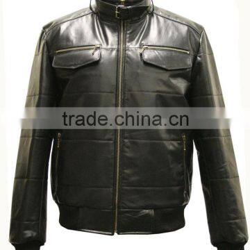 Mens Leather Look Motorcycle Rider Bomber Jacket