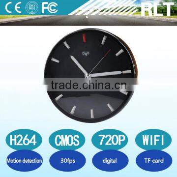 H.264 720P WIFI Wireless Wall Clock Hidden Camera with TF card remote control /digital cmos clock spy camera