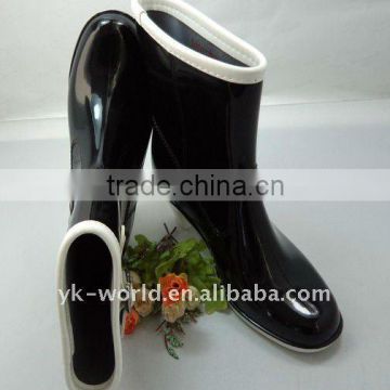 Ladies' high heel rain boots-black,pvc