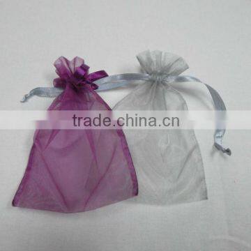 colorful plain organza makeup bag with drawstring