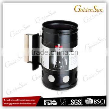 Black Painting BBQ Charcoal Chimney Starter With Wooden Handle