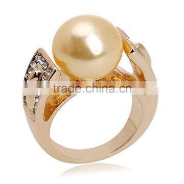 12mm Pearl Ring Austrian Crystal 18k Yellow Gold Plating Claw Ring