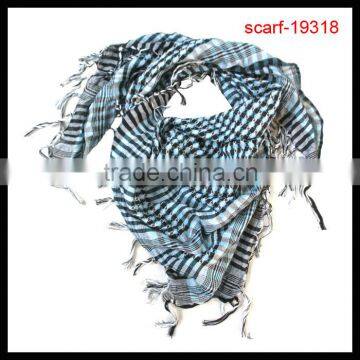 2014 lady polyester square tassel grid pattern scarf