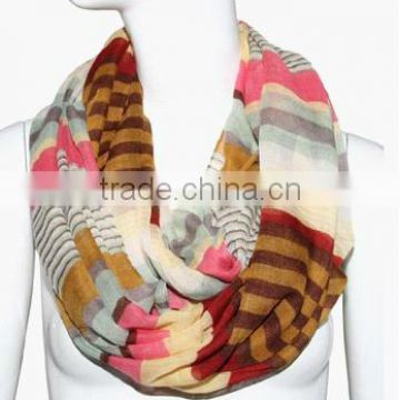 Mixed Color Striped Infinity Scarf