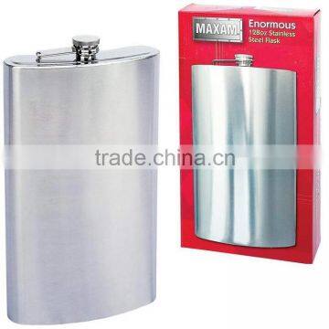 64oz Stainless steel leather hip flask with mirror surface