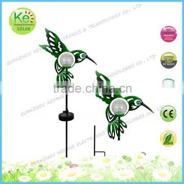 Hummingbird metal stake with glass ball led solar outdoor stake light