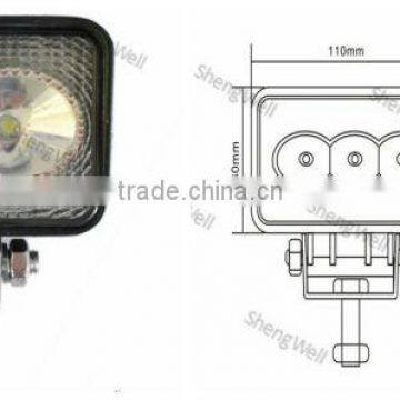 3.5" 9--32V Rectangle 9w LED work light IP67 ShengWell auto factory offroad led work light 9w led trailer work light