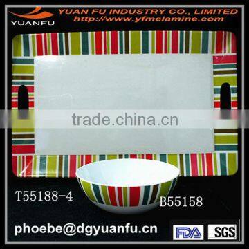 Decorative handle melamine tray