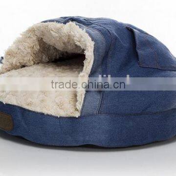 denim soft dog bed washable for small dog