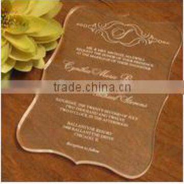 Custom clear acrylic invitation card for wedding