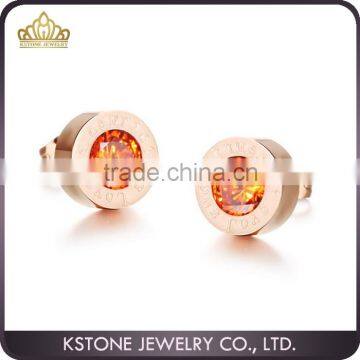 KSTONE Fashion Jewelry Wholesale Rose Gold Round Colorful Diamond Stud Earring