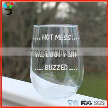 custom style home goods stemless wine glass