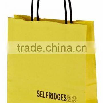 Both sides printing hand yellow kraft plain paper bag