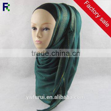 Fashion Women Beauty Wholesale High Quality Fashionable Shimmer Glitter Viscose Muslim Shawl Hijab Scarf Sliver Stripes