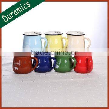 400ml 14oz Ceramic milk tea cup enamel finish hot sale Factory directly sale