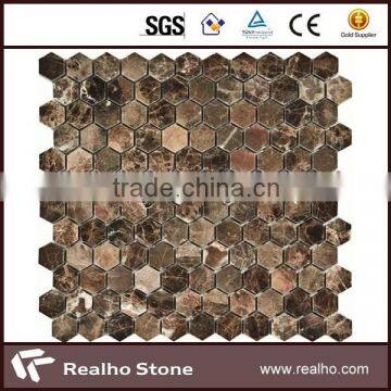 dark emperador hexagon stone mosaic