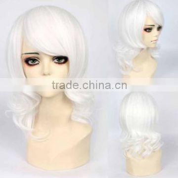 Synthetic white short kinky wig N448