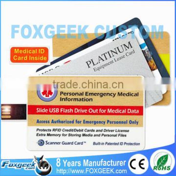 Custom Promotional Card USB Stick, Medical ID Card Business USB Real Capacity Memory Stick Logo Printing Wholesale Bulk