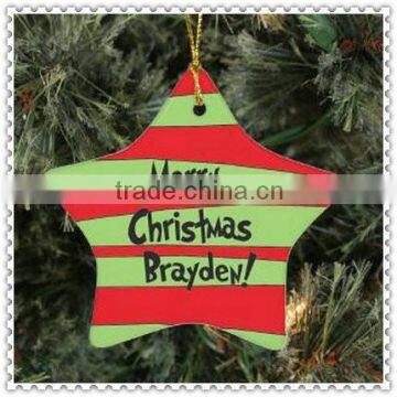 Printing Glass Star Shaped Glass Ornaments For New Year Souvenir