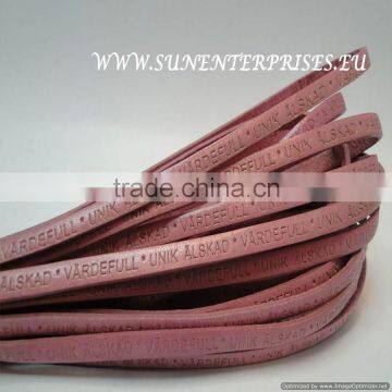 Flat Nappa Leather cords with name -5mm pink