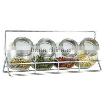 SINOGLASS 4 jars ball shape glass canister with see through window lid canister Jar