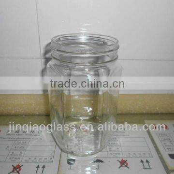 clear hexagon glass honey jar