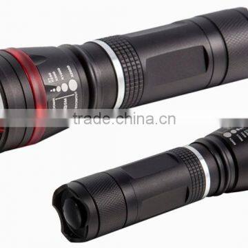 High Power Led Torch Light Zoom Dimmer Strong Light Flashlight With Red Ring for Warning Led Outdoor Light photo-2