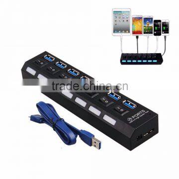 High Speed Adapter ON/OFF Switch 7 Port USB 3.0 Hub for Laptop PC
