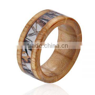Natural Wooden Ring, Wooden Ring With Camouflage Inlay photo-3