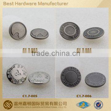 17mm metal snap buttons for jeans for Apparel fashion designs customized