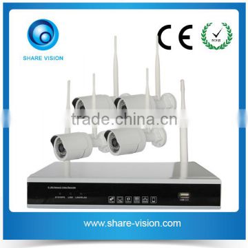 hot-sale wireless 4ch nvr kit support remote monitor smart phone ip camera system bullet waterproof ip camera system