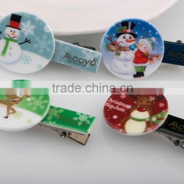 Cute snowman and deer cartoon image hair accessories metal alligator hair clip best selling festival mini hair clip