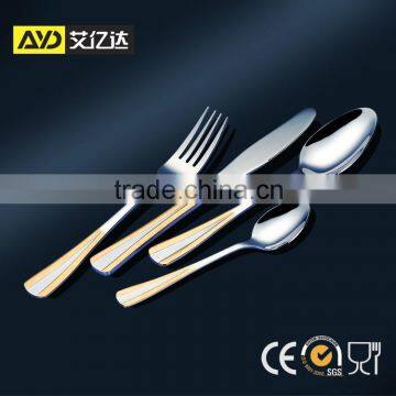 Cutlery wholesale Aiyida gold plated cutlery set in China